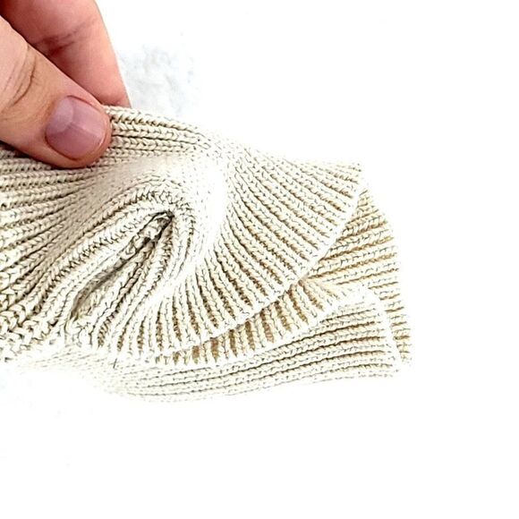 Liz Claiborne‎ Tan Cable Knit Sweater Medium 8/10 Cotton Button Butterfly Sleeve - Picture 3 of 8